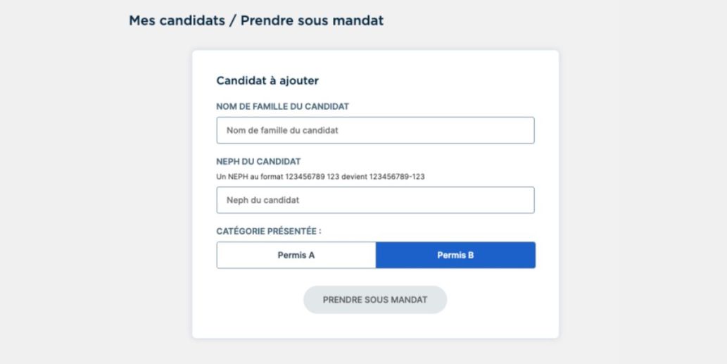 RdvPermis, prise sous mandat