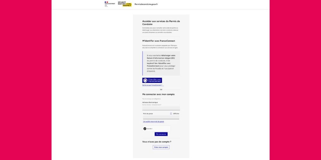 Connexion Mes points permis