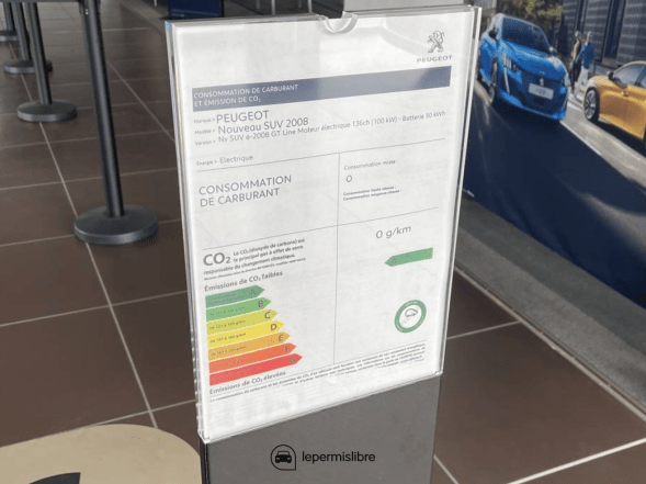 Etiquette classe énergétique d'une voiture neuve