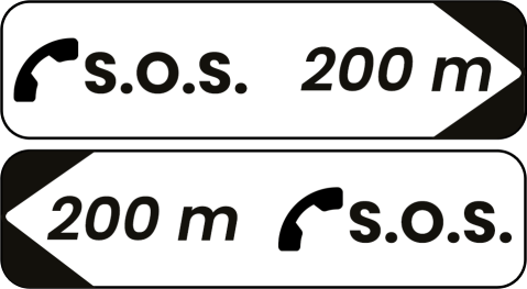 Panneaux de jalonnement signalant un poste d’appel d’urgence, ou “borne sos”