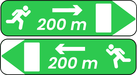 Panneaux de jalonnement indiquant une issue de secours