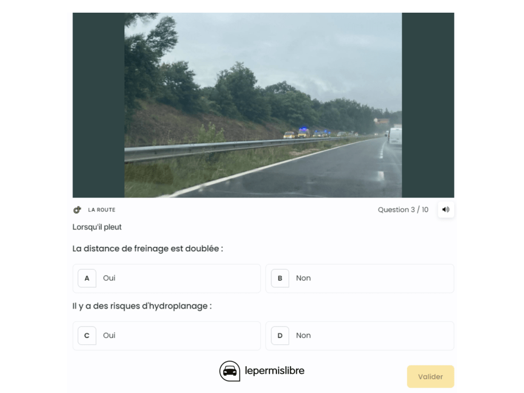 Question code la route danger de la route