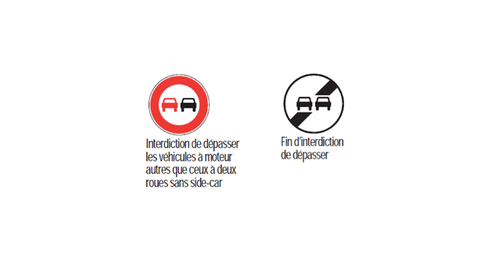 panneaux du code de la route et dépassement interdit
